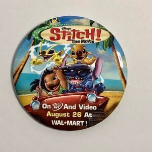 lilo‎ and stitch the movie dvd 2003 promo pin back button badge round Walmart